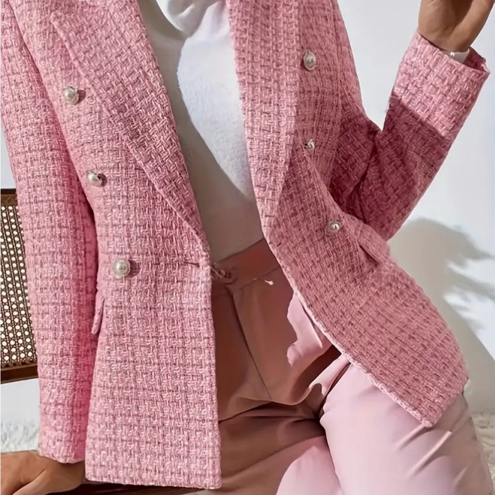 Luxury Pink Tweed Women's Blazer